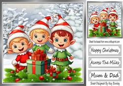 Santas Cheeky Elves In The Snow With Holly 8x8 (one)