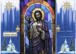 Beautiful Stained Glass Painting of Jesus Gatefold