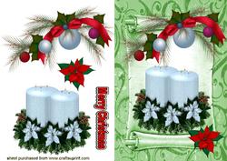 White Candels and Holly on a Scroll