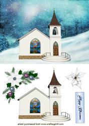 Pretty Church in Snowbackground
