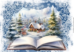 Christmas Snow Scene With Open Book A4 (One)