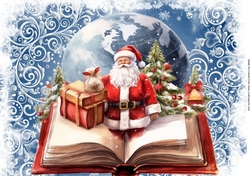 Christmas Snow Scene With Open Book Santa A4 (Two)