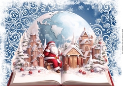 Christmas Snow Scene With Open Book A4 (Three)