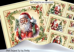 4 Cream & Gold Vintage Frames With Holly & Berries Santas Mini Kit