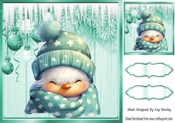 Sleepy Dreamy Duck With Turq Baubles & Icicles 8x8