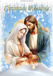 Snow Scene With Nativity Christmas Blessings (one) A4