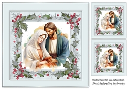 Lovely Nativity in Silver Holly Red Berry 8x8 Frame (One)