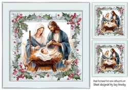 Lovely Nativity in Silver Holly Red Berry 8x8 Frame (Two)