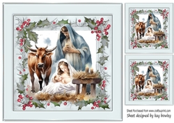 Lovely Nativity in Silver Holly Red Berry 8x8 Frame (Four)