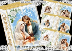 4 Pretty Nativity Gold/Blue Folded Book 8X8 Mini Kit