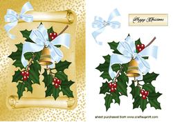 Pretty White Bow with Holly on a Scroll