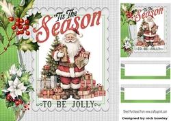 Chillin Santa With Holly And Berries 8x8 Card Fronts