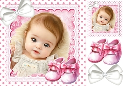 Sweet Baby Girl With Booties Pink Polkadot 8x8 Two