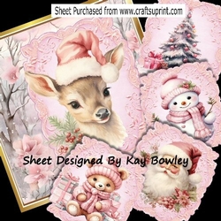 Lovely Pink/Gold Christmas With Flowers/Card With Toppers 8x8 Mini Kit (One)