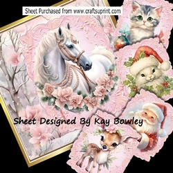 Lovely Pink/Gold Christmas With Flowers/Card With Toppers 8x8 Mini Kit (Two)