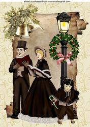 Vintage Christmas Carol Singers A4 Topper