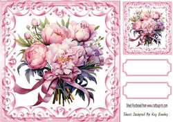 Pretty Pink Rose Bouquets In Scroll 8x8 Frame Four