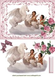 Beautiful Cherubs and Horses on a Cloud