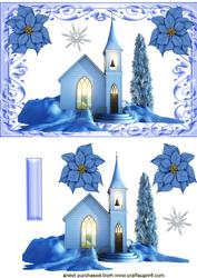 Lovely Church in Blue Ornate Frame