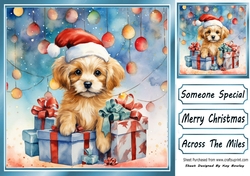 Cute Puppy In Santa Hat With Baubles 8x8 Four