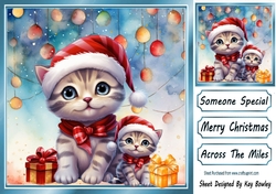 Cute Kittens In Santa Hat With Baubles 8x8 Three