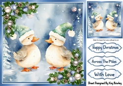 Cute Duck In Santa Hats With Baubles 8x8 Three