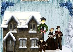 Snow Cottage with Carol Singers A4 Topper