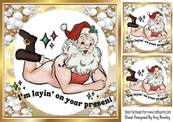 Gold & White Baubles With Santa Caption 8x8 Four