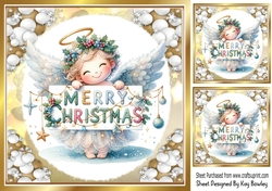 Gold & White Baubles With A Pretty Angel 8x8 Two