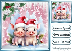 Lovely Pink Christmas With Snow/ Icicles 8x8 Animals Eight