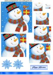 Snowman with Carrot Nose Square Pyramid