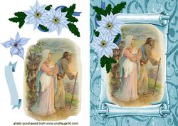 Mary and Joseph on a Blue Scroll