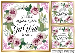 Pretty 8x8 Frame Of Circle Of Pink Roses GET WELL Sentiment (One)