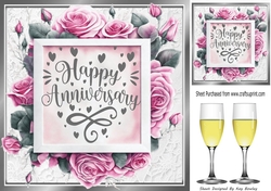 Lovely Silver Frame Of Roses, Wine For ANNIVERSARY 8x8