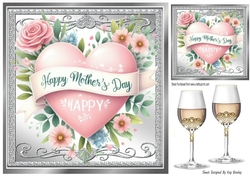 Pretty Silver Ornate 8X8 Frame With Heart Pink/Roses for MOTHERS DAY