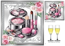 Lovely Pink Girlie Makeup With Roses 8x8