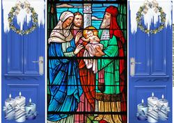 Stained Glass Window Nativity Scene Gatefold
