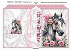 Cute Floral Horse Pink Folded Book (One)
