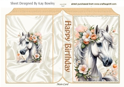 Cute Floral Horse Peach Folded Book (Two)