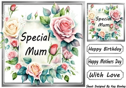 Pretty Pink Cream Roses Frame 8x8 For MUM