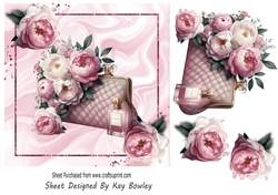 Pretty Pastel Pink Handbag With Perfume And Roses 7x7