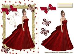 Elegant Lady in Gown with Butterflies