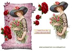 Lady with Red Roses on a Scroll