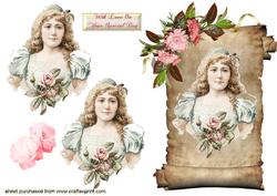 Vintage Painting of a Lady on a Scroll