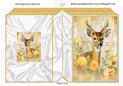 Pretty Deer With Spring Yellow Roses & Script Folded Book