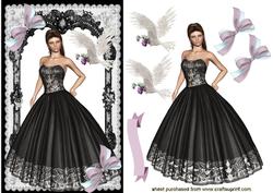 Elegant Lady in Black Lace Dress in Lace Frame