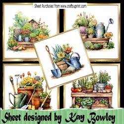 5 Lovely 8x8 Gold Frame Toppers With FLOWER GARDENS, Mini Kit