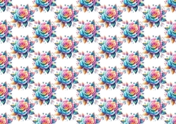 Beautiful Glitter Rainbow Rose Backing Paper (SMALL)