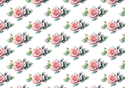 Pretty Pink Roses With Leaves Backing Paper