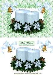 White Christmas Candle in Holly Frame